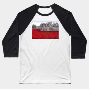 Tower of London Red Poppy Baseball T-Shirt